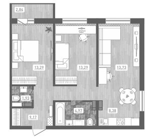 Квартира 64,8 м², 2-комнатная - изображение 1