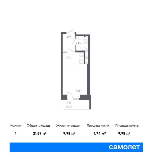 21,7 м², квартира-студия 4 409 708 ₽ - изображение 1