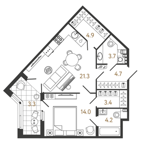 59,5 м², 2-комнатная квартира 25 100 000 ₽ - изображение 13