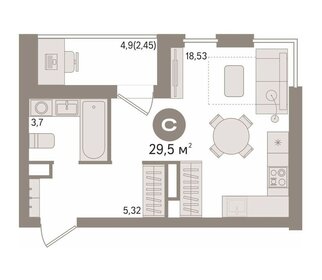 Квартира 30 м², 1-комнатная - изображение 1