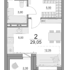 Квартира 29,4 м², студия - изображение 4