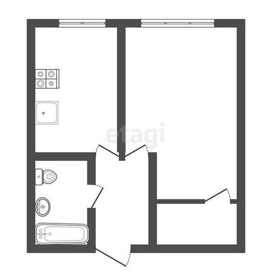 40,4 м², 1-комнатная квартира 5 900 000 ₽ - изображение 1