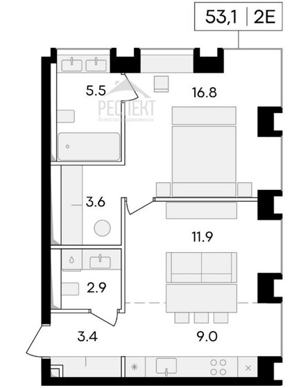 53,1 м², 2-комнатная квартира 47 290 000 ₽ - изображение 21