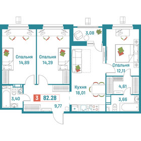 Квартира 82,3 м², 3-комнатная - изображение 1