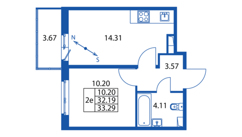 31,1 м², 1-комнатная квартира 4 500 000 ₽ - изображение 97