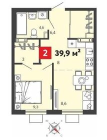 Квартира 39,9 м², 2-комнатная - изображение 1