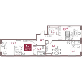 Квартира 84,4 м², 3-комнатная - изображение 1