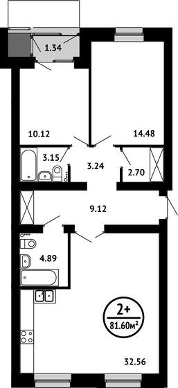 81,6 м², 2-комнатная квартира 9 302 400 ₽ - изображение 16