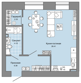 Квартира 39 м², студия - изображение 1