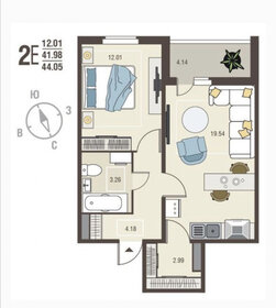 Квартира 44,1 м², 2-комнатная - изображение 1