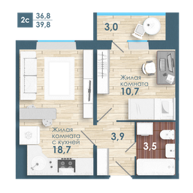 40 м², 2-комнатная квартира 3 950 000 ₽ - изображение 9