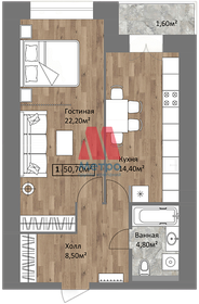 Квартира 50,6 м², 1-комнатная - изображение 1