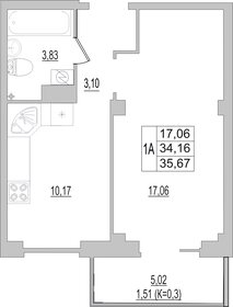 Квартира 35,7 м², 1-комнатная - изображение 1