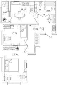 Квартира 61 м², 2-комнатная - изображение 1