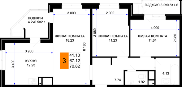 Квартира 78,2 м², 3-комнатная - изображение 1