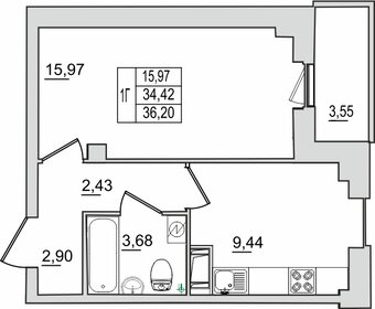 36,5 м², 1-комнатная квартира 2 848 560 ₽ - изображение 18