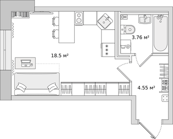 Квартира 26,4 м², студия - изображение 1