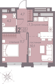 38 м², 2-комнатная квартира 5 301 000 ₽ - изображение 1