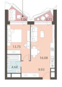 Квартира 46 м², 2-комнатная - изображение 1