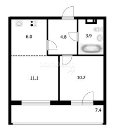 Квартира 39,7 м², 2-комнатная - изображение 1