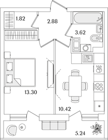 34,5 м², 1-комнатная квартира 9 225 653 ₽ - изображение 75