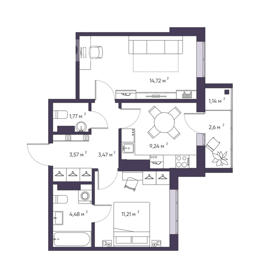 50,3 м², 2-комнатная квартира 6 968 000 ₽ - изображение 1