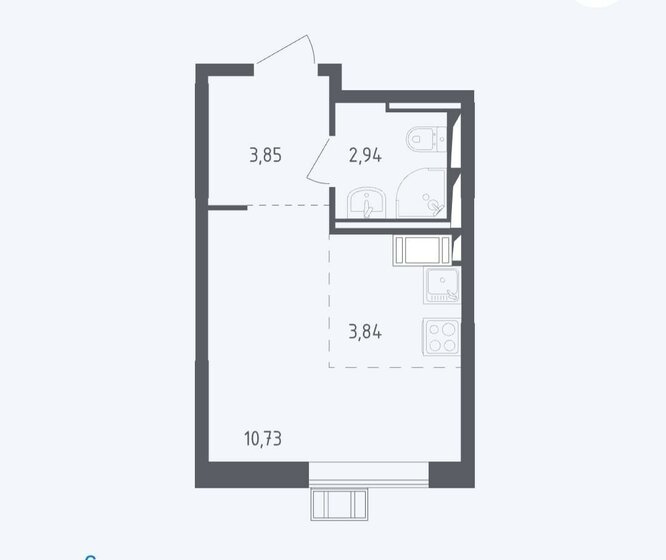 21,4 м², квартира-студия 4 600 000 ₽ - изображение 1