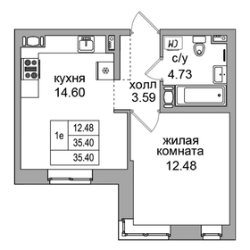 Квартира 34,9 м², 1-комнатная - изображение 1