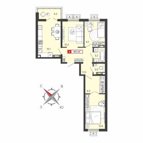 Квартира 74,7 м², 3-комнатная - изображение 1