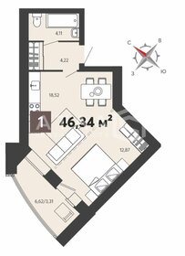 51,6 м², 1-комнатная квартира 4 447 170 ₽ - изображение 25