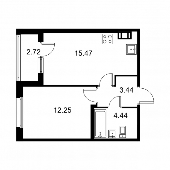 37 м², 1-комнатная квартира 5 765 760 ₽ - изображение 1