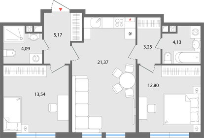 66,1 м², 3-комнатная квартира 2 180 000 ₽ - изображение 69