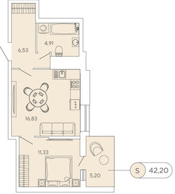 41,8 м², 1-комнатная квартира 7 100 000 ₽ - изображение 68