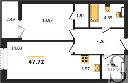 48,2 м², 1-комнатная квартира 5 780 000 ₽ - изображение 33