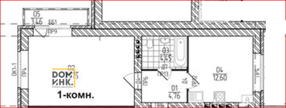 Квартира 44,6 м², 1-комнатная - изображение 1