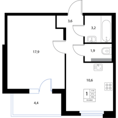 Квартира 39,4 м², 1-комнатная - изображение 2