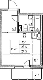 Квартира 23,4 м², студия - изображение 1