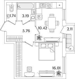 38 м², 1-комнатная квартира 9 500 000 ₽ - изображение 65