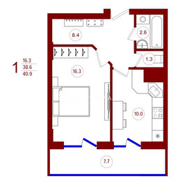 Квартира 38,5 м², 1-комнатная - изображение 1