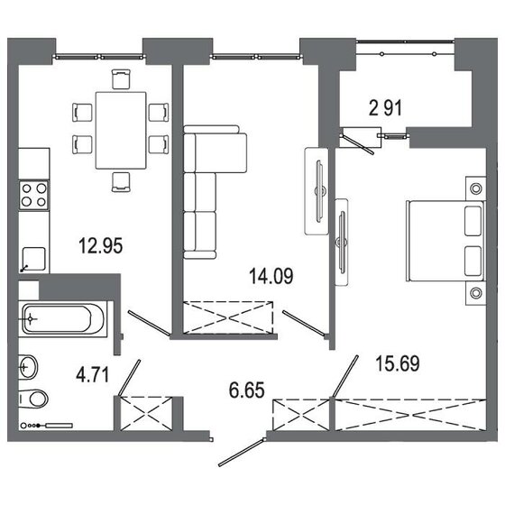 57,6 м², 2-комнатная квартира 8 181 840 ₽ - изображение 1