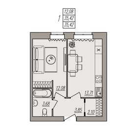 37,7 м², 1-комнатная квартира 4 526 400 ₽ - изображение 30