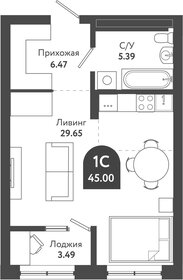 Квартира 45 м², 1-комнатная - изображение 1