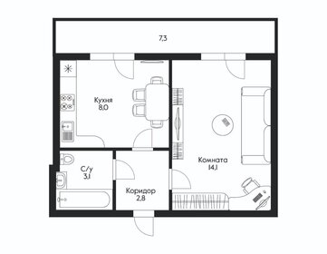 29,1 м², 1-комнатная квартира 2 700 000 ₽ - изображение 47