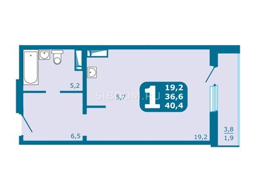 Квартира 40,4 м², 1-комнатная - изображение 1