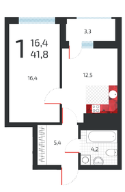 40,4 м², 1-комнатная квартира 6 500 000 ₽ - изображение 16