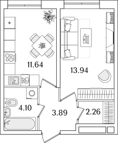 35 м², 1-комнатная квартира 8 800 000 ₽ - изображение 11