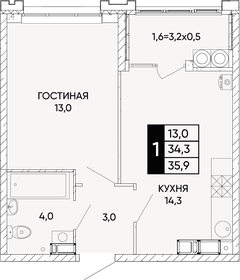 35,8 м², 1-комнатная квартира 5 978 600 ₽ - изображение 27
