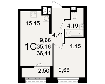 36,8 м², 1-комнатная квартира 4 350 000 ₽ - изображение 26
