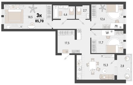 85,5 м², 3-комнатная квартира 22 555 756 ₽ - изображение 12