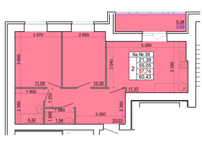 Квартира 57,7 м², 2-комнатная - изображение 1